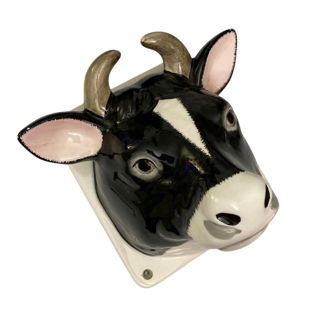 Vintage Cow Bull Head Ceramic Wall Mount Farm Decor Made in Japan Farmyard - Picture 2 of 11